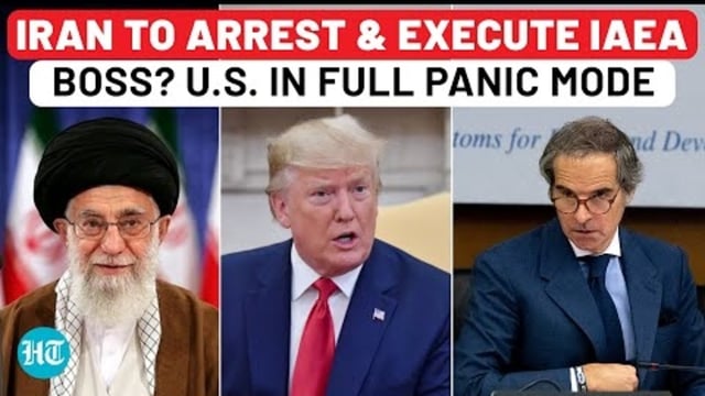 Iran supreme leader Ali Khamenei, U.S. president Donald Trump and IAEA chief Rafael Grossi