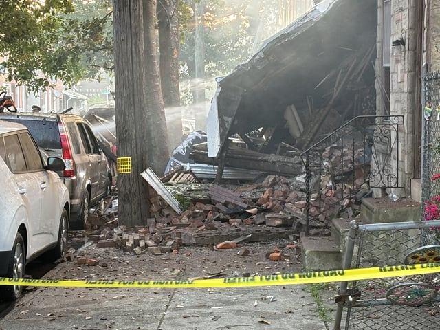 Officials say at least two people were hurt when three rowhomes collapsed in Philly’s Nicetown section early Sunday morning. 