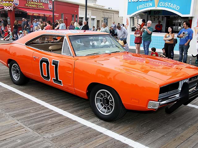 The "Dukes of Hazzard" car "The General Lee" is chased down the boardwalk by the Sheriff during the 36th Annual Doo Dah Parade held on the Ocean City New Jersey Boardwalk on April 15, 2023 in Ocean City, New Jersey. (Photo by Donald Kravitz/Getty Images)