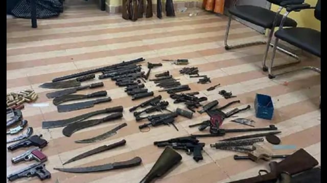 Illegal arms seized from a house in Malihabad. (Sourced)