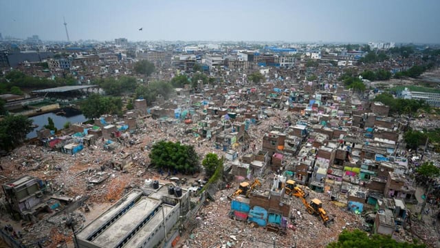 A demolition drive in Wazirpur on June 16. (Sanchit Khanna/HT Photo)