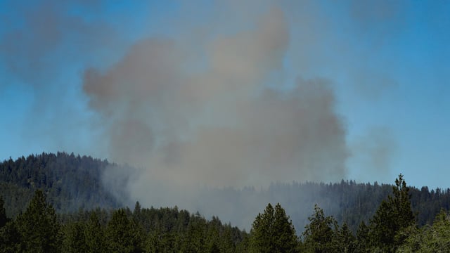 Smoke rises after multiple firefighters were attacked when responding to a fire in the Canfield Mountain area outside Coeur d’Alene, Idaho, U.S. June 29, 2025. 