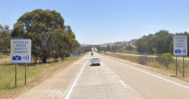 From July 1, drivers will be fined if they speed along the section of Hume Highway monitored by average speed cameras between Gundagai and Coolac. Picture by Google Maps