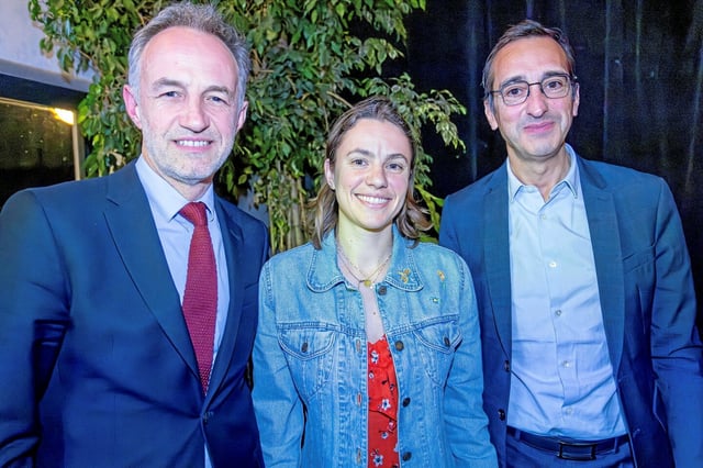 Les trois candidats à la mairie de Paris – Emmanuel Grégoire, Marion Waller et Rémi Féraud – lors de l’Assemblée générale fédérale du PS.
