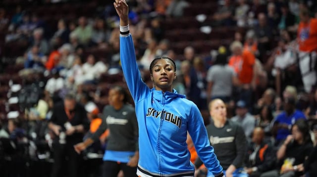 Angel Reese in warm-ups.