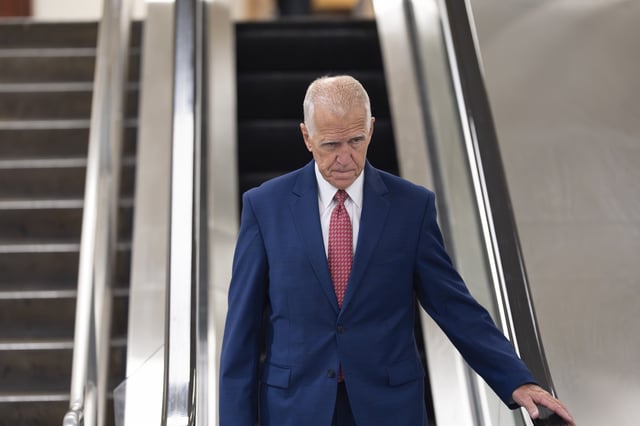 Sen. Thom Tillis, R-N.C., returns to his office as senators arrive for votes and policy meetings, at the Capitol in Washington, June 17, 2025.