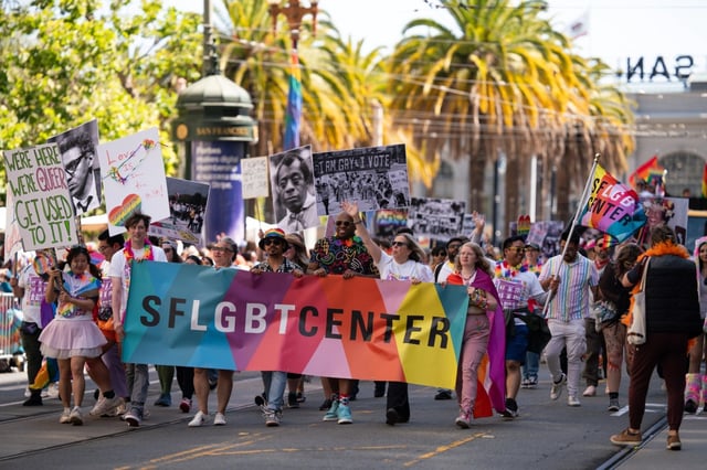 The SFLGBT Center had a strong presence celebrating the “Queer Joy is Resistance” themed 55th annual Pride Parade in San Francisco, CA on Sunday, June 29, 2025. The parade caps a weekend of festivities, including the 21st annual Trans March, which took place on Friday, June 27. (Don Feria for Bay Area News Group)