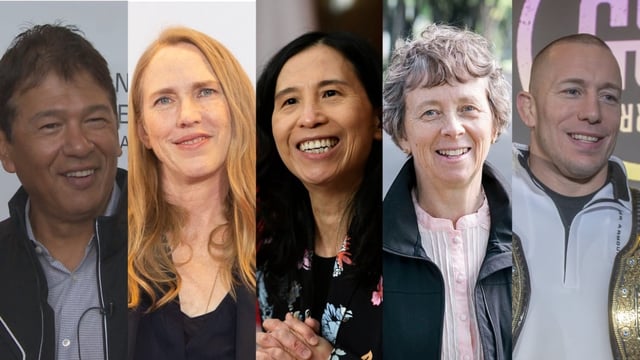 The list of 83 Canadians being inducted into the Order of Canada include, from left, former NHL player and coach Ted Nolan, writer Miriam Toews, former Chief Public Health Officer Theresa Tam, scholar Elizabeth Epperly and former UFC fighter Georges St-Pierre.