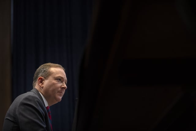 FILE - Former Rep. Lee Zeldin, R-N.Y., President-elect Donald Trump's pick to head the Environmental Protection Agency, appears before the Senate Environment and Public Works Committee on Capitol Hill, Jan. 16, 2025, in Washington. (AP Photo/Mark Schiefelbein, File)