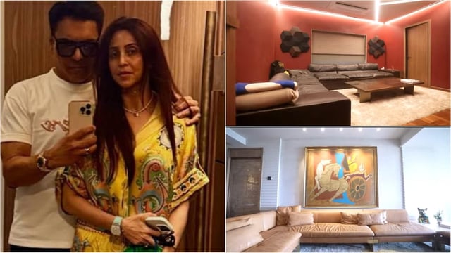 Actor Ram Kapoor's Mumbai home features a cosy ambience with nude tones, bold red accents, and modern decor. 