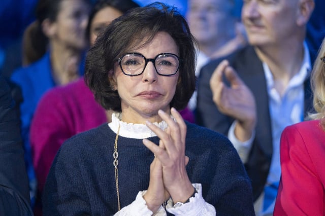 Rachida Dati, France's culture minister, during the Besoin d'Europe European election campaign rally in Aubervilliers, France, on Saturday, June 1, 2024. Power politics and trade tensions are high on the agenda ahead of next week's European elections where the far right is set to do well, especially in France. Photographer: Nathan Laine/Bloomberg via Getty Images