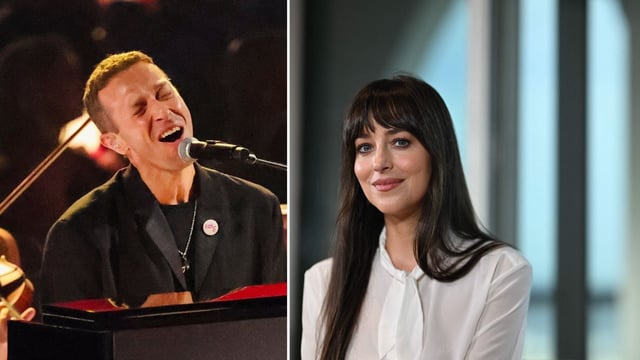 Chris Martin and Dakota Johnson's romance has ended amid claims of his controlling behavior. (REUTERS/Mario Anzuoni, photo by Anna KURTH / AFP)
