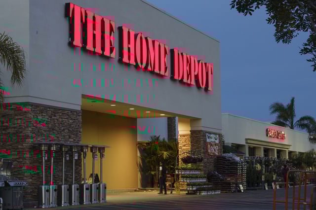 The Home Depot logo is displayed outside a store on March 10, 2025 in San Diego, California.