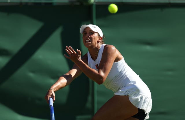 Tennis - Wimbledon - All England Lawn Tennis and Croquet Club, London, Britain - June 30, 2025 Madison Keys of the U.S. reacts during her first round match against Romania's Elena-Gabriela Ruse REUTERS/Isabel Infantes