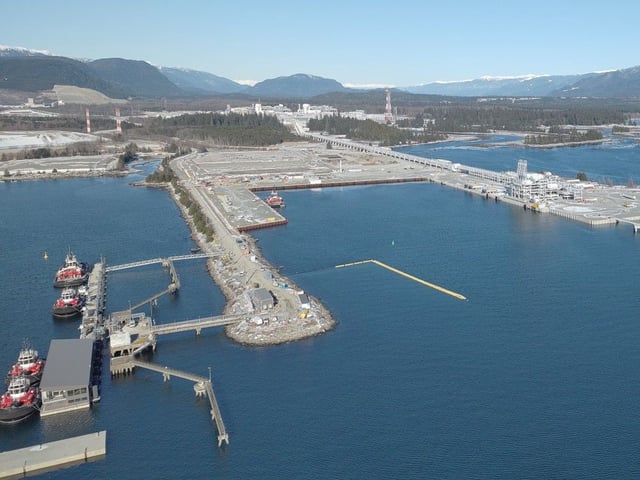 As LNG Canada sends its first shipments from Kitimat to Asia, Pierre Poilievre promises to "green light and expedite" more LNG projects, including an expansion of the Kitimat facility. Photo: LNG Canada