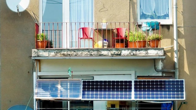 A balcony in Dortmund, Germany, with plug-in panels