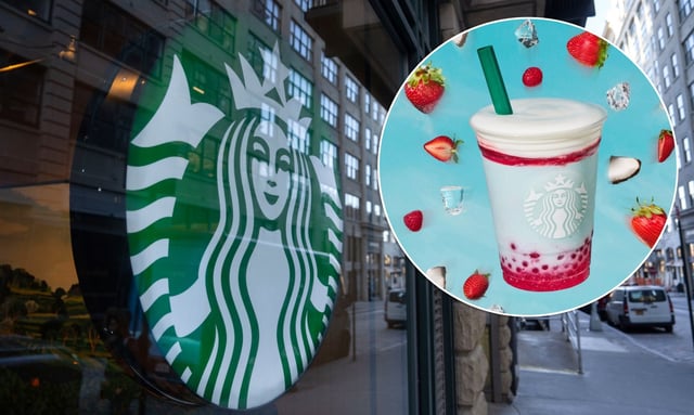 Starbucks releases the limited edition red, white and blue Firework Frappuccino on July 1. (Getty; Starbucks)