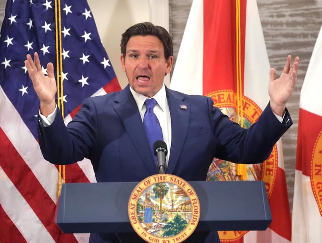 Ron DeSantis speaks during a press conference at the Rosen Plaza Hotel in Orlando, Florida, on Jan. 16, 2025. (Joe Burbank/Orlando Sentinel/TNS)