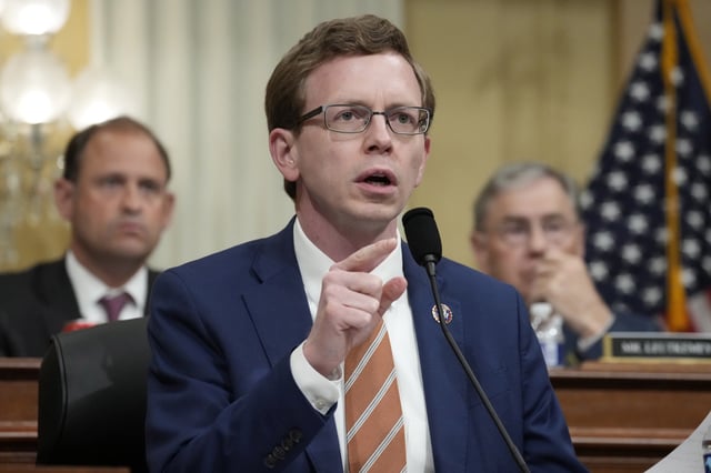 Rep. Dusty Johnson, R-S.D., questions witnesses during a hearing on Capitol Hill, Feb. 28, 2023, in Washington.