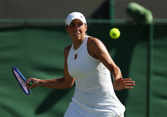 Tennis - Wimbledon - All England Lawn Tennis and Croquet Club, London, Britain - June 30, 2025 Madison Keys of the U.S. in action during her first round match against Romania's Elena-Gabriela Ruse REUTERS/Isabel Infantes