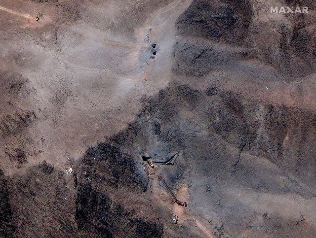 Maxar said the new images show 'ongoing activity at and near the ventilation shafts and holes caused by last week’s airstrikes on the Fordow fuel enrichment complex.'