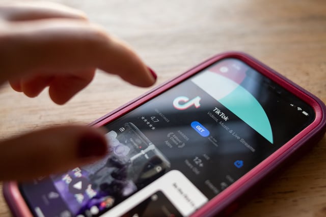 TikTok is seen in the app store of an iPhone on January 8, 2025. 