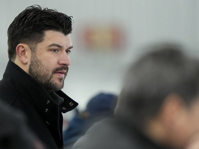 Brent Seabrook watches practice during the Canadian World Juniors selection camp in Oakville, Ont., on Monday, Dec. 11, 2023.