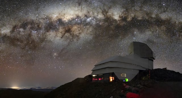 This image captures not only Vera C. Rubin Observatory, a program of NSF’s NOIRLab, but one of the celestial specimens Rubin Observatory will observe when it comes online: the Milky Way. (Photo credit: RubinObs/NOIRLab/NSF/AURA/B. Quint)