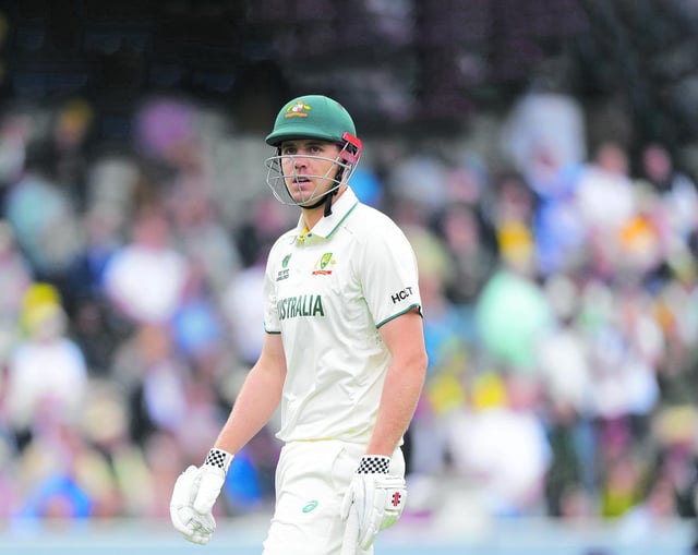 Australia's Cameron Green walks off the field after losing his wicket during the World Test Championship final.