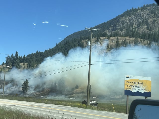 The fire is burning near the Village of Chase, B.C.