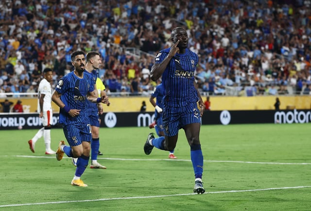 Soccer Football - FIFA Club World Cup - Round of 16 - Manchester City v Al Hilal - Camping World Stadium, Orlando, Florida, U.S. - June 30, 2025 Al Hilal's Kalidou Koulibaly celebrates scoring their third goal REUTERS/Lee Smith