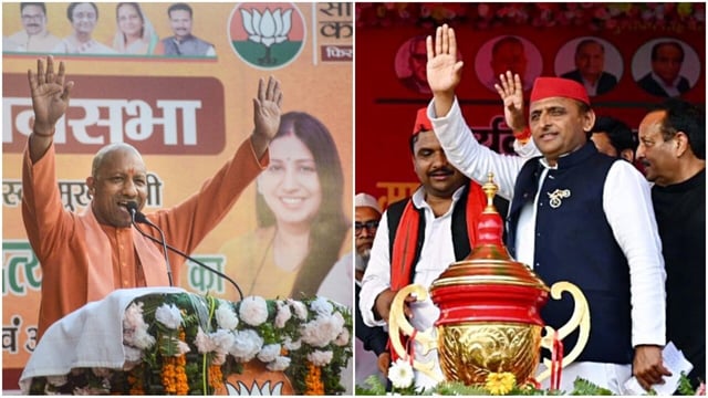 UP chief minister Yogi Adityanath (L) and Samajwadi Party chief Akhilesh Yadav