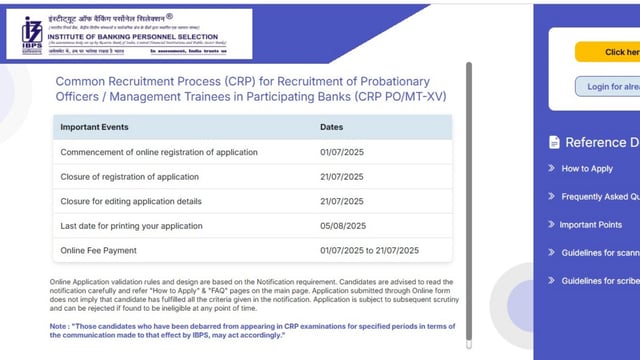 IBPS PO 2025 registration begins for 5208 vacancies, here's direct link to apply