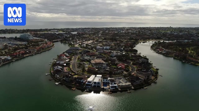 An overhead view of West Lakes in suburban Adelaide.