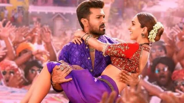 Ram Charan and Kiara Advani in a still from Shankar's much-hyped film Game Changer. 