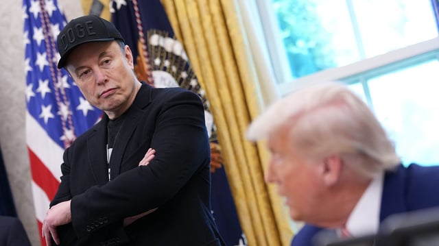 Tesla CEO Elon Musk and President Trump in the Oval Office of the White House in May. Photo: Kevin Dietsch/Getty Images