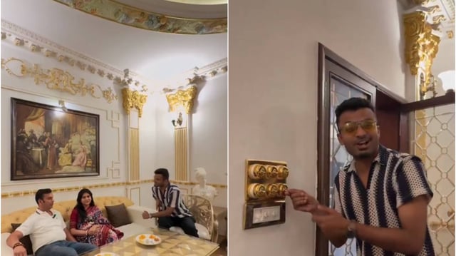 YouTuber Priyam Saraswat giving a tour of the 'Gold Mansion.' | Image: X