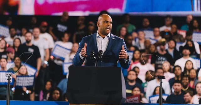 Then-U.S. Rep. Colin Allred, D-Dallas, at a Kamala Harris campaign rally at the Shell Energy Stadium in Houston on Friday, Oct. 25, 2024.