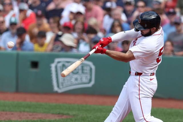 Wilyer Abreu of the Boston Red Sox at bat during the seventh inning against the Toronto Blue Jays at Fenway Park in Boston, Massachusetts on June 29, 2025.