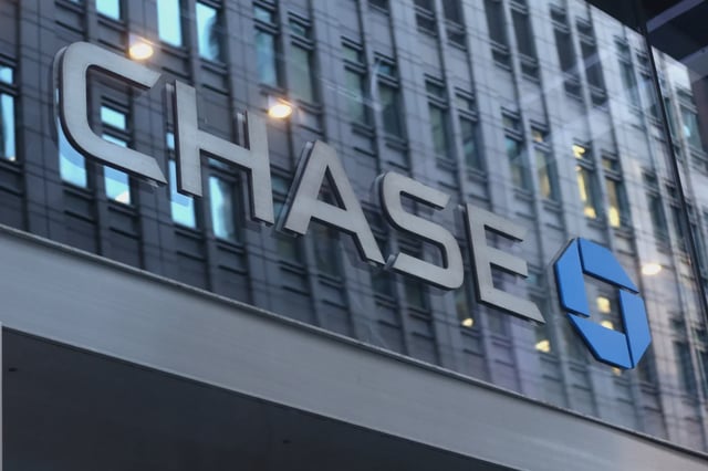 A Chase corportate logo above the entrance to a bank branch. Police say thieves have targeted seniors several times at banks on the Upper East Side, including several Chase locations.