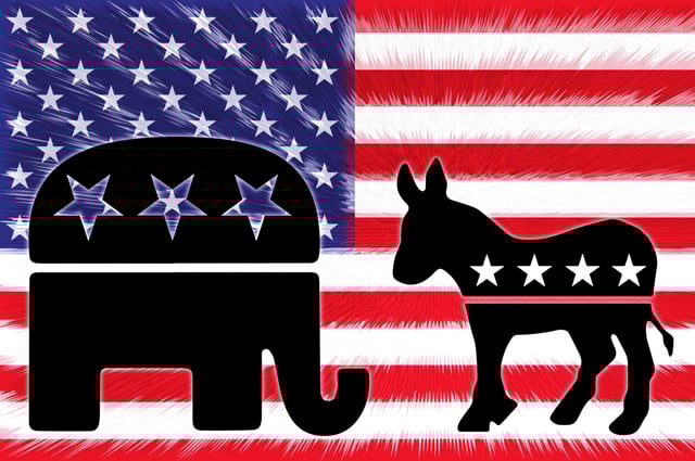 The Republican elephant and the democratic donkey are the heraldic animals of the two major parties in the United States.