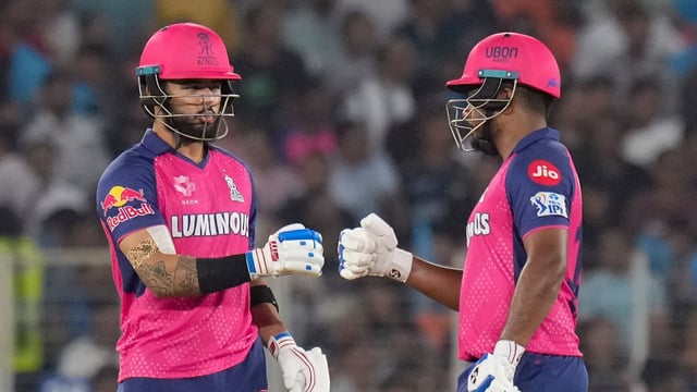 Rajasthan Royals' captain Sanju Samson and Riyan Parag during