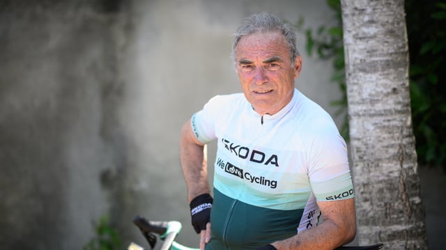 Bernard Hinault, vainqueur du Tour de France 1985, à Yffiniac (Côtes d’Armor) le 17 juin.
