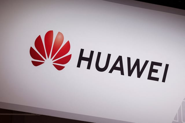 A logo of Huawei Technologies is seen at its exhibition space, at the Viva Technology conference at Porte de Versailles exhibition center in Paris, France June 15, 2022. REUTERS/Benoit Tessier/File Photo