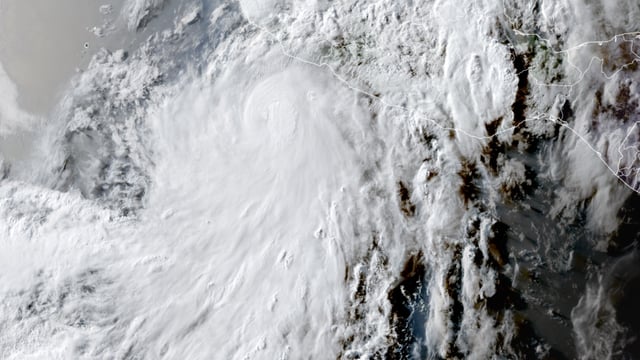 Satellite image of Hurricane Flossie. Credit: Goes-East, RAMMB/CIRA, The Watchers. Acquired at 00:10 UTC on July 1, 2025.