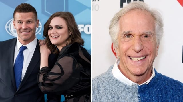 Left: “Bones” stars David Boreanaz and Emily Deschanel (Credit: Noam Galai/WireImage), Right: Henry Winkler (Credit: Kevin Mazur/Getty Images)