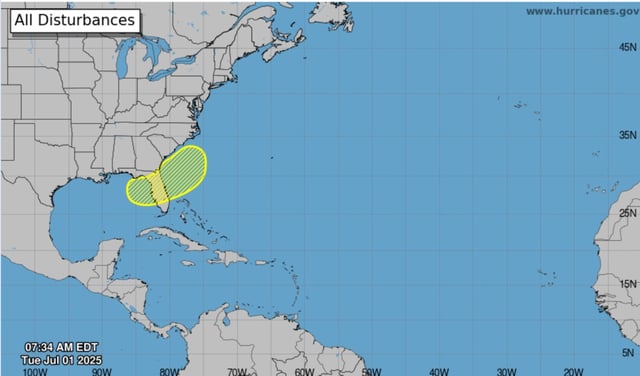 A map from the NHC shows where meteorologists are monitoring for the next possible tropical system.