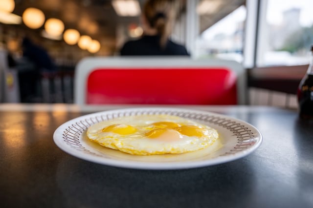 In this photo illustration, eggs are displayed on a table on February 05, 2025 in Austin, Texas.
