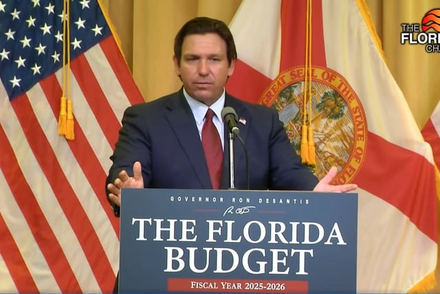 Gov. Ron DeSantis announces that he&#39;s signed the 2025-26 budget in Wildwood, FL on June 30,2025.