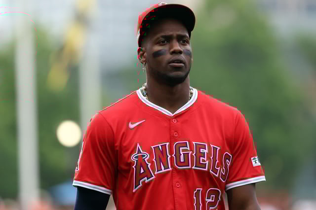 Jun 13, 2025; Baltimore, Maryland, USA; Los Angeles Angels outfielder Jorge Soler (12) walks off of the field before a game against the Baltimore Orioles at Oriole Park at Camden Yards. Mandatory Credit: Daniel Kucin Jr.-Imagn Images/File Photo